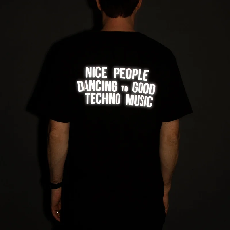 T-Shirt for Father's Day Gifts-Reflective Peoples Techno Back Print - Tshirt - Black