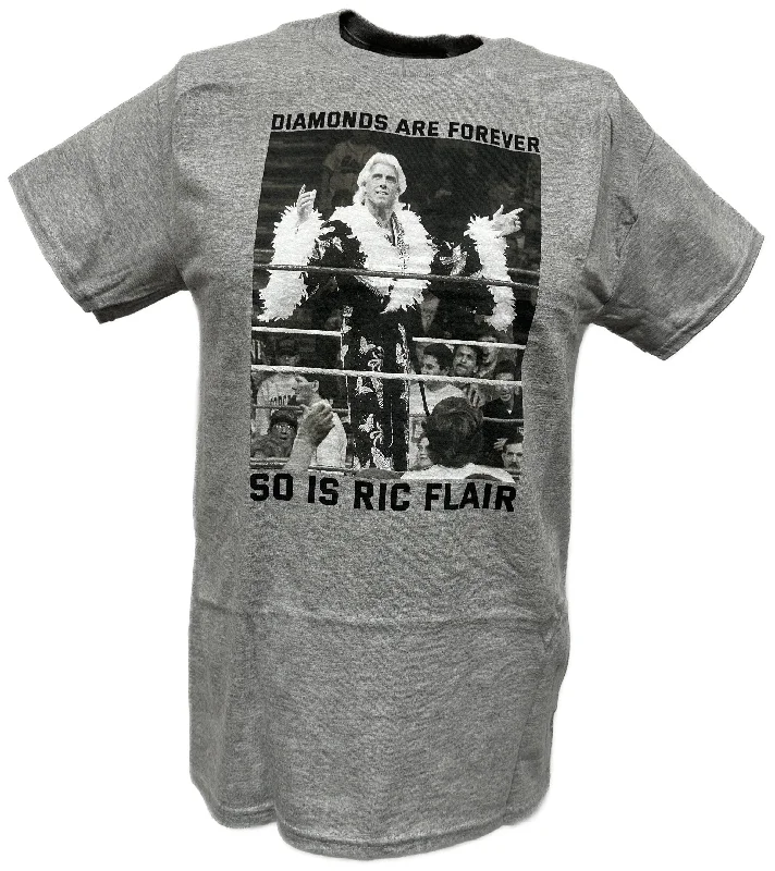 T-Shirt with Custom Music Band Artwork-Ric Flair Diamonds Are Forever WWE Mens Gray T-shirt