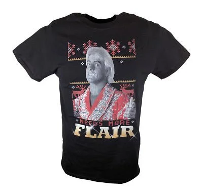 T-Shirt for Personalized Designs for Kids-Ric Flair Needs More Christmas Flair WWE Mens Black T-shirt