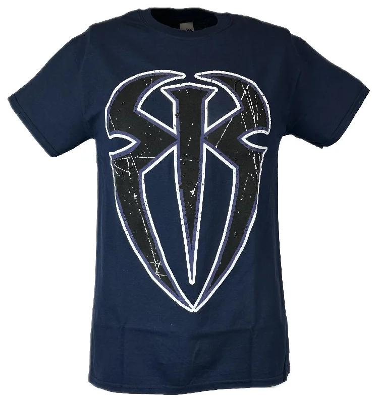 T-Shirt for Moisture-Wicking Fabric-Roman Reigns Spider Logo WWE Mens Blue T-shirt