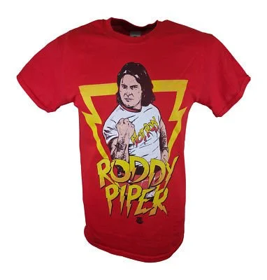 T-Shirt for Seasonal Promotions-Rowdy Roddy Piper Legends Collection WWE Mens Red T-shirt