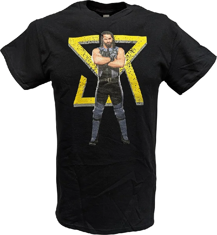 T-Shirt for Festive Seasons-Seth Rollins SR Logo WWE Mens Black T-shirt