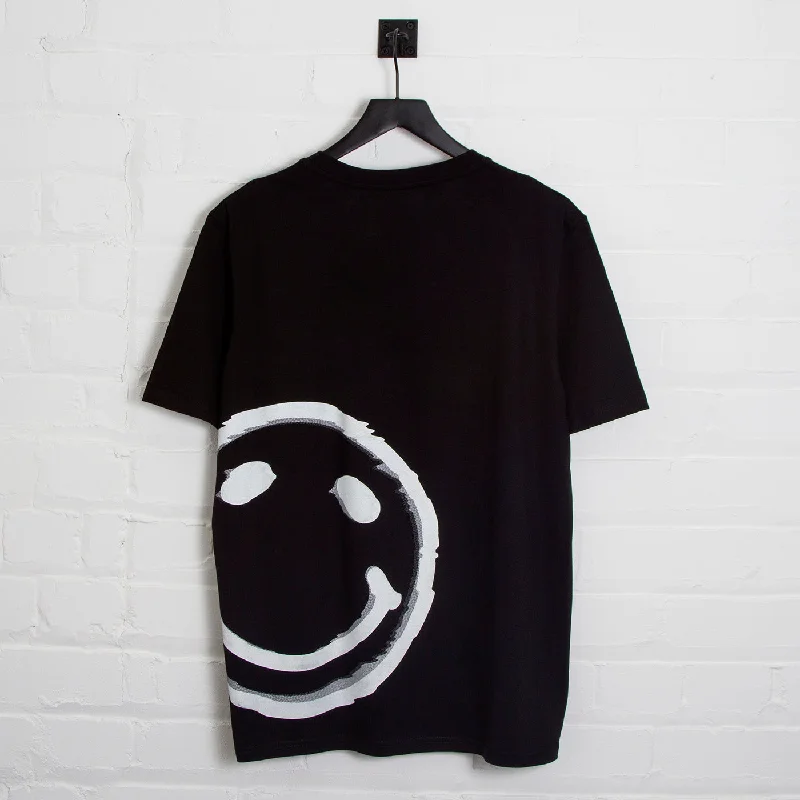 T-Shirt for Family Event Wear-Side Smiley Flash - Tshirt - Black