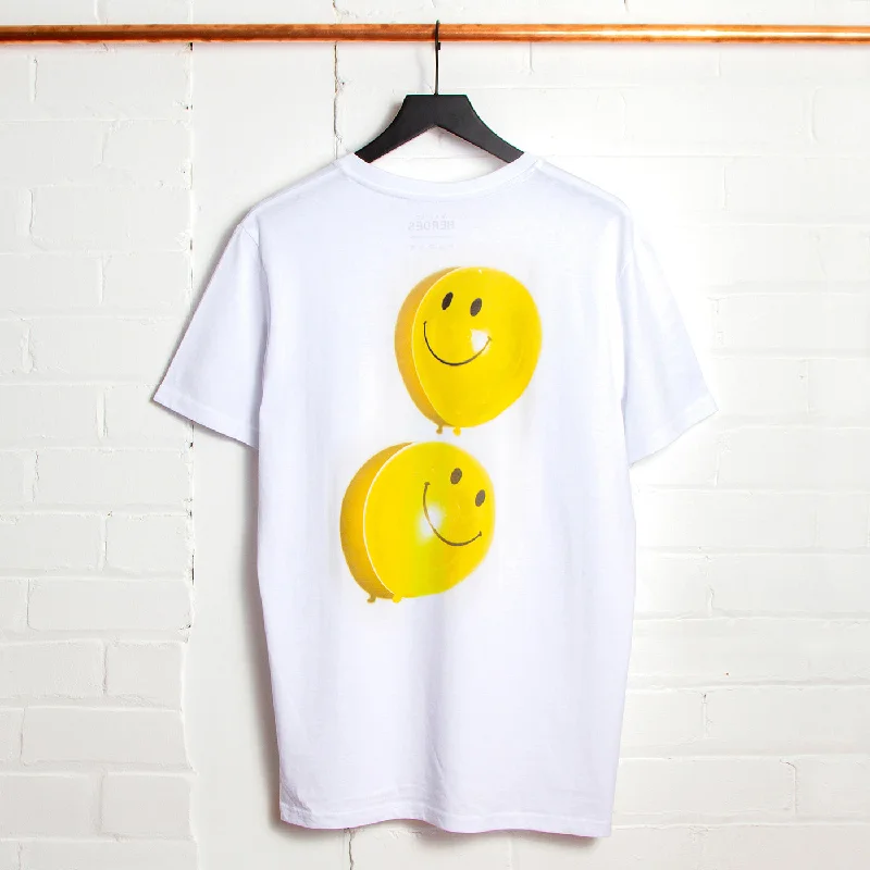 T-Shirt for Everyday Wear-Smiley Balloon Back Print - Tshirt - White