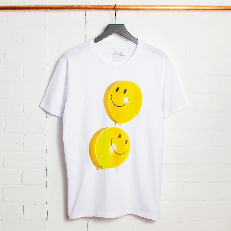 T-Shirt for Casual Comfort-Smiley Balloon Front Print - Tshirt - White