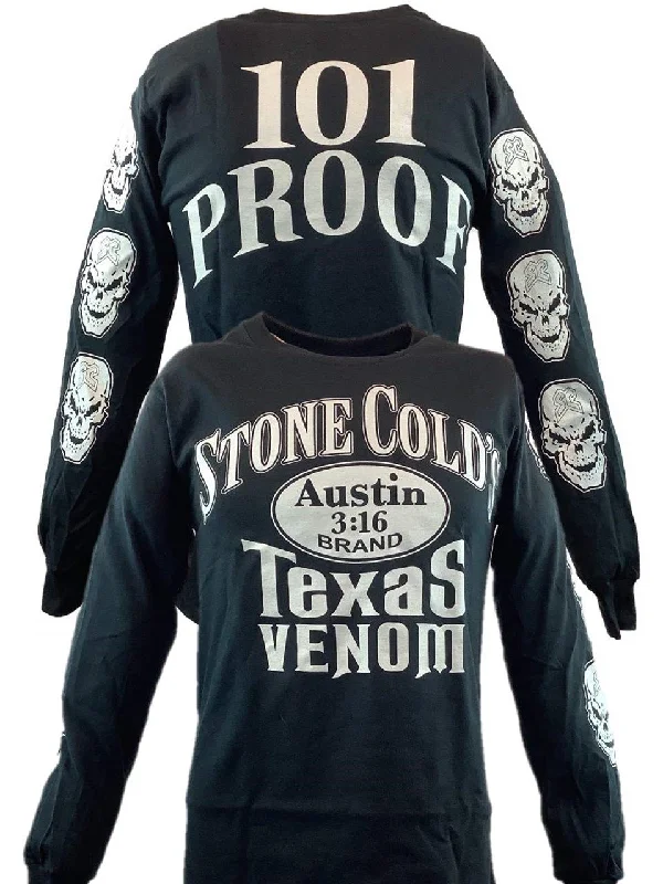 T-Shirt with Neon Colors-Stone Cold Steve Austin Long Sleeve Texas Venom 101 Proof Mens T-shirt