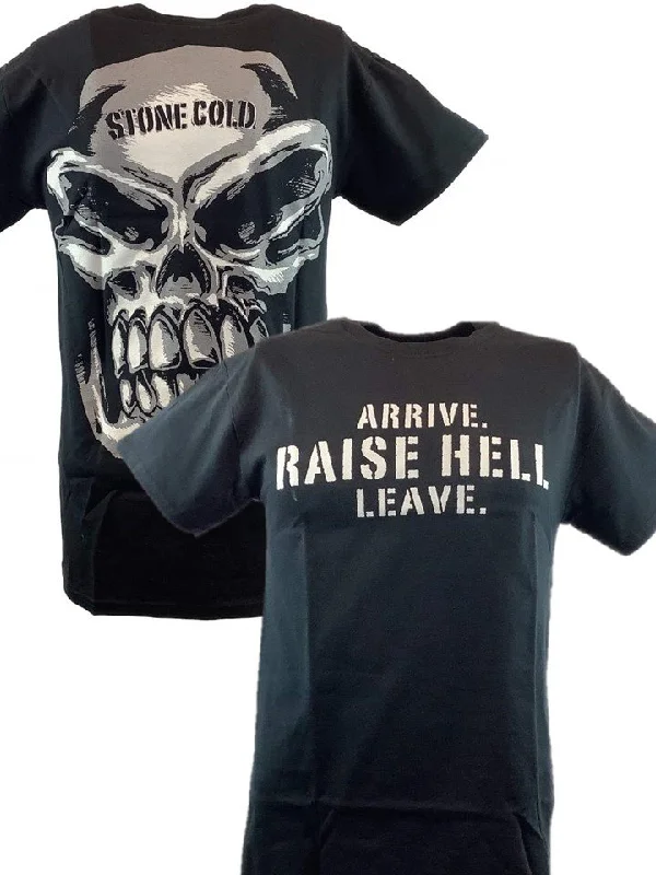 T-Shirt with Simple and Clean Designs-Stone Cold Steve Austin Raise Hell Leave Mens Black T-shirt