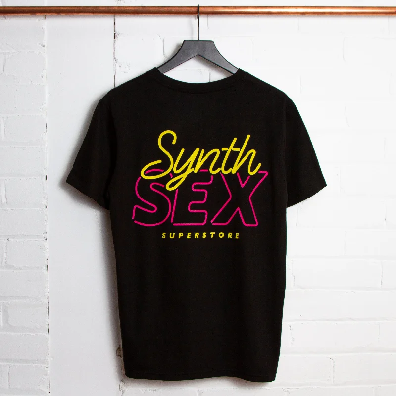 T-Shirt for Motivational Quotes-Synth Sex Neon Back Print - Tshirt - Black