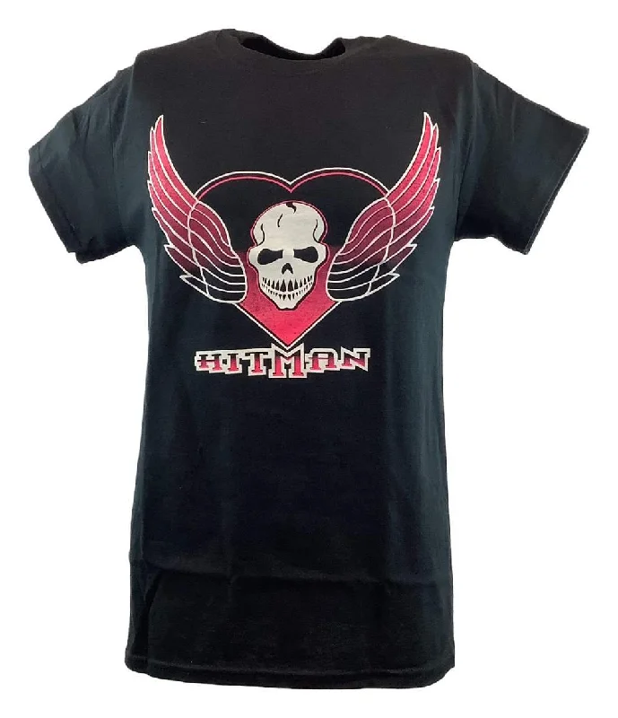 T-Shirt for Fitness Enthusiasts-The Hitman Bret Hart Skull Wings Logo Mens T-shirt