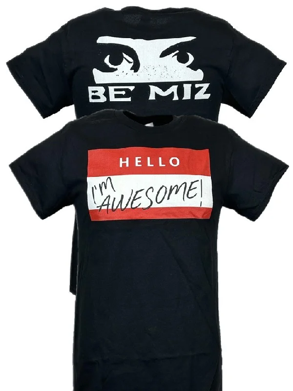 T-Shirt for Custom Team Apparel-The Miz Hello I'm Awesome Be Miz Nametag Mens Black T-shirt