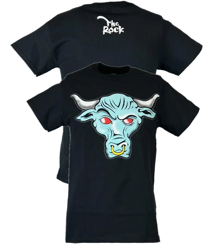 T-Shirt for Gym Apparel-The Rock Blue Brahma Bull Logo Mens Black T-shirt