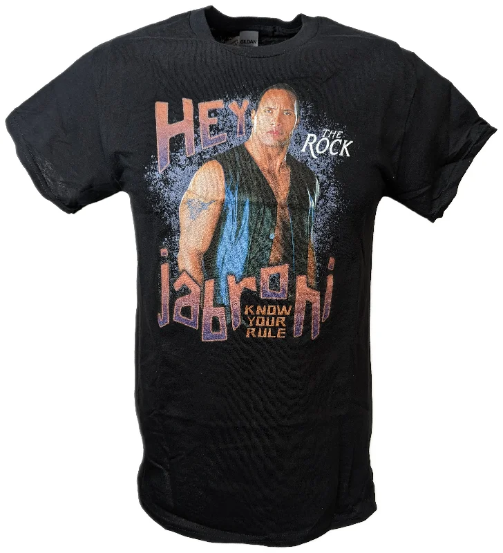 T-Shirt for Promotional Campaigns-The Rock Know Your Role Jabroni WWE Mens Black T-shirt