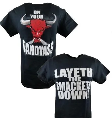 T-Shirt for Outdoor Activities-The Rock Layeth the Smacketh Down on Your Candyass Mens Black T-shirt