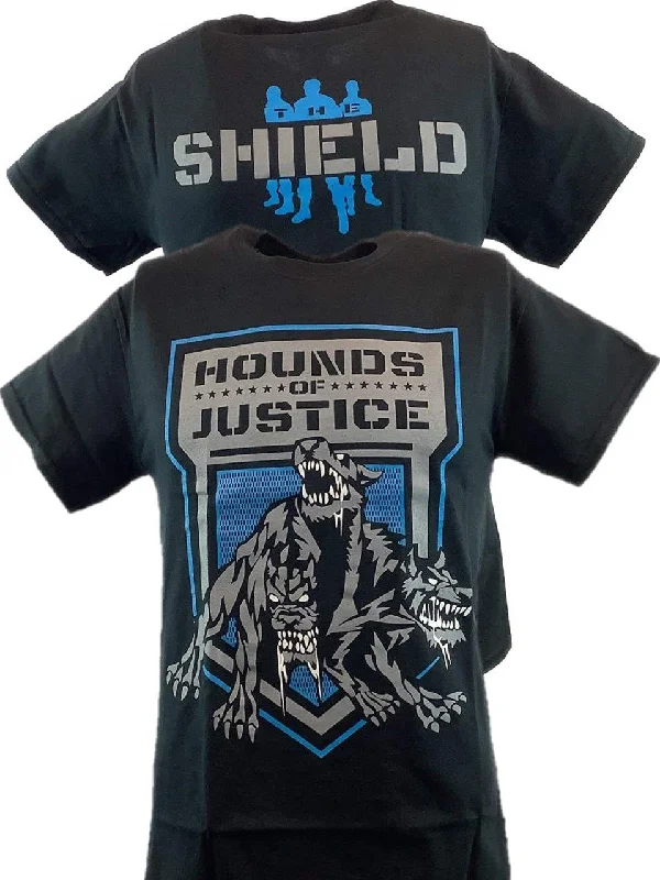 T-Shirt for Custom Text Messages-The Shield Hounds of Justice Mens Black T-shirt