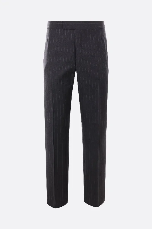 Custom Pants with Secure Pockets-straight-leg pinstriped wool trousers