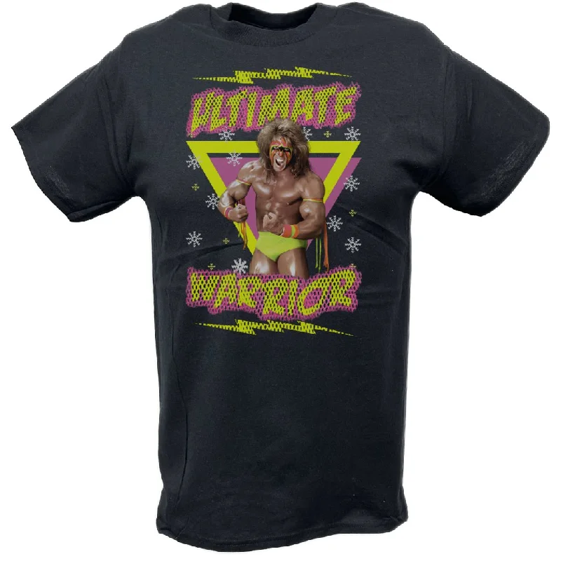 T-Shirt for Party Favors-Ultimate Warrior Christmas WWE Mens Black T-shirt