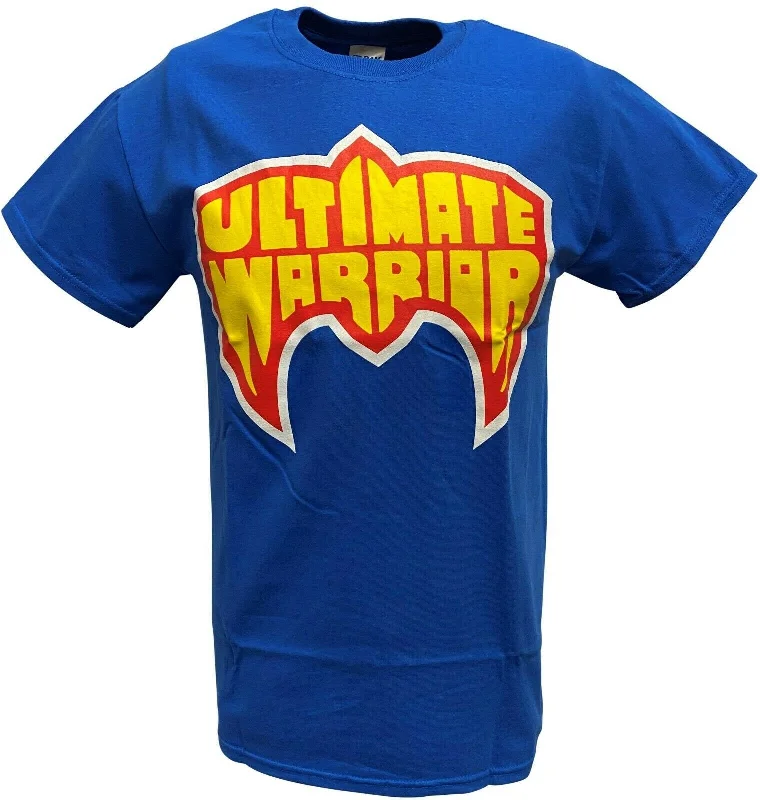 T-Shirt with Graphic Prints-Ultimate Warrior Logo WWE Mens Navy Blue T-shirt