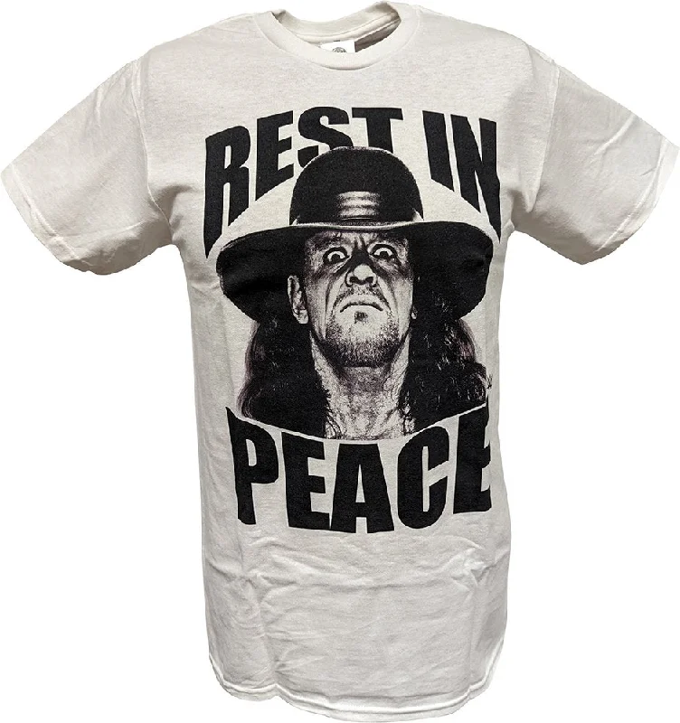 T-Shirt for Breathable Fabric-Undertaker Rest In Peace WWE Mens White T-shirt