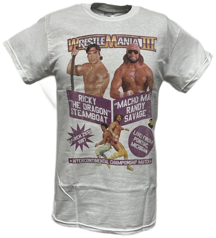 T-Shirt for Artistic Expression-Wrestlemania 3 Ricky Dragon Steamboat vs Macho Man Randy Savage WWE Mens T-shirt