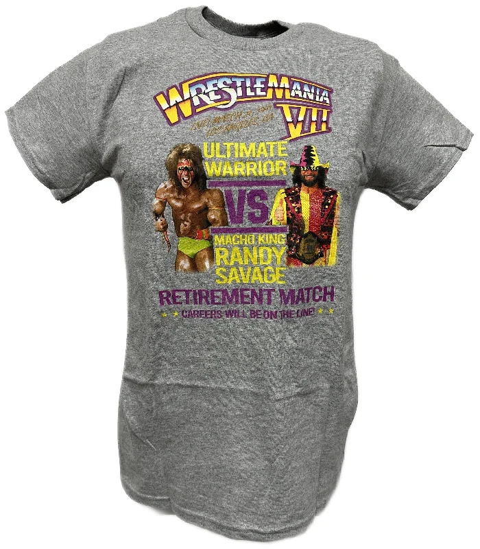 T-Shirt for Modern Fashion-Wrestlemania 7 Ultimate Warrior vs Macho Man Randy Savage WWE Mens T-shirt