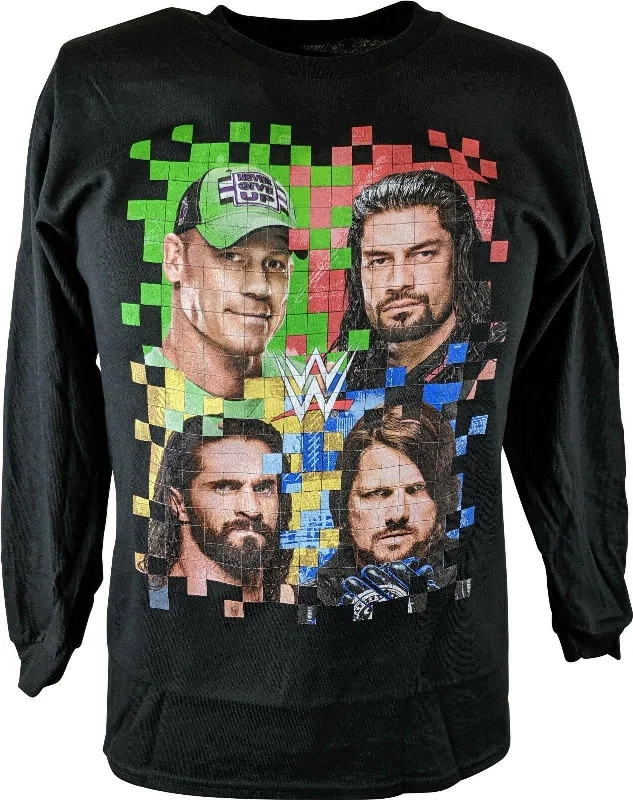 Funny T-Shirt for Friends-Kids Color Grid WWE Long Sleeve Boys T-shirt Cena Reigns Rollins Styles