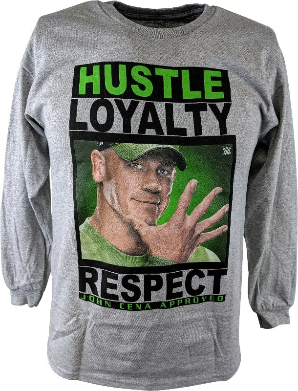 T-Shirt for Birthday Parties-WWE Long Sleeve Boys Kids John Cena T-shirt Hustle Loyalty Respect