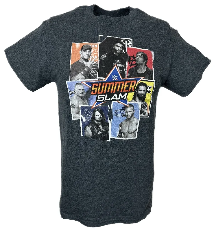 T-Shirt for Environmentally Friendly Production-WWE Summerslam Logo Cena Reigns Rollins Mens Grey T-shirt