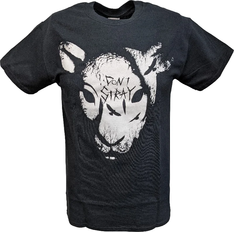 T-Shirt for Organic Cotton Fabric-Wyatt Family Don't Stray Sheep Head Mens Black T-shirt