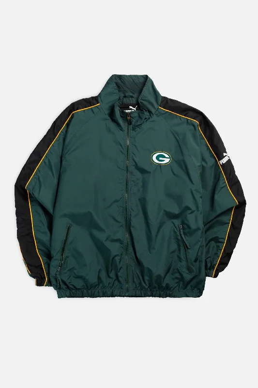 Custom Fleece Jackets-Vintage Green Bay Packers NFL Windbreaker Jacket - XL